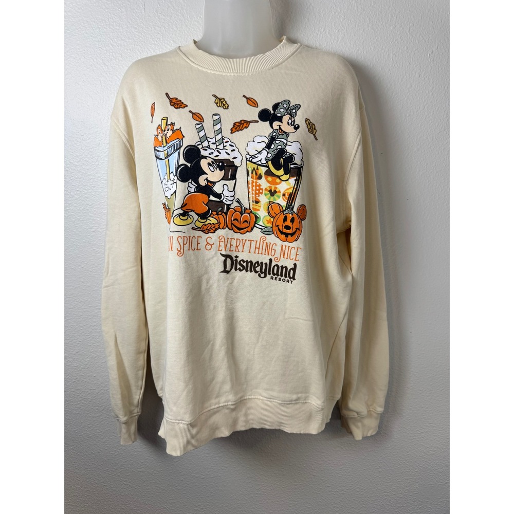 Disneyland Mickey Minnie Pumpkin Spice Everything Nice Halloween Sweatshirt M